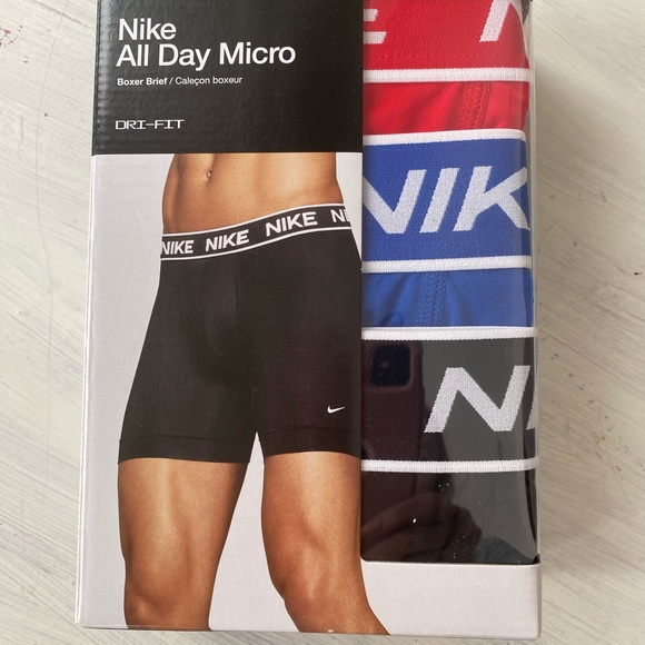New. SEALED NIKE All Day Micro Dri-Fit Boxer Briefs. Size L Red/Blue/Black 3 pak - Picture 3 of 6